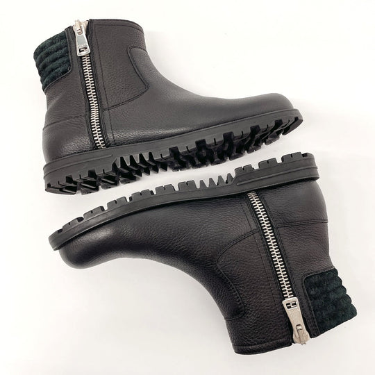 GUCCI boots 388050 Leather, Suede black Micro GG side zip ankle boots 37 1/2