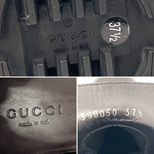 GUCCI boots 388050 Leather, Suede black Micro GG side zip ankle boots 37 1/2