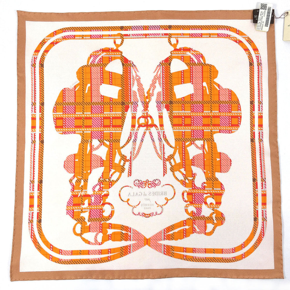 HERMES scarf 894052S Silk, 100% silk pink BRIDES DE GALA TARTAN Gavroche 45 Women Used Authentic