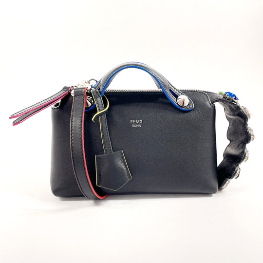FENDI Shoulder Bag 8BL135-67G leather black 2WAY By the way small Women Used Authentic