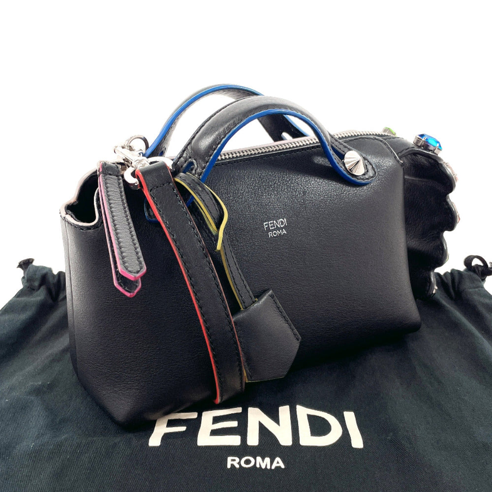 FENDI Shoulder Bag 8BL135-67G leather black 2WAY By the way small Women Used Authentic