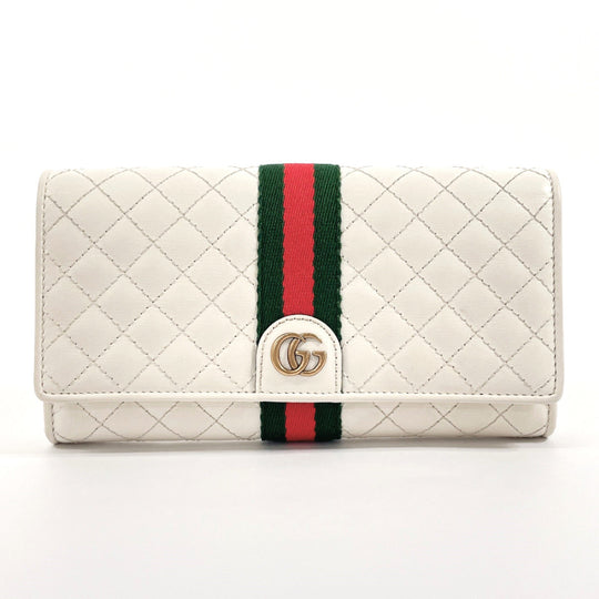 GUCCI Long Wallet Purse 536451 leather white quilting GG Marmont