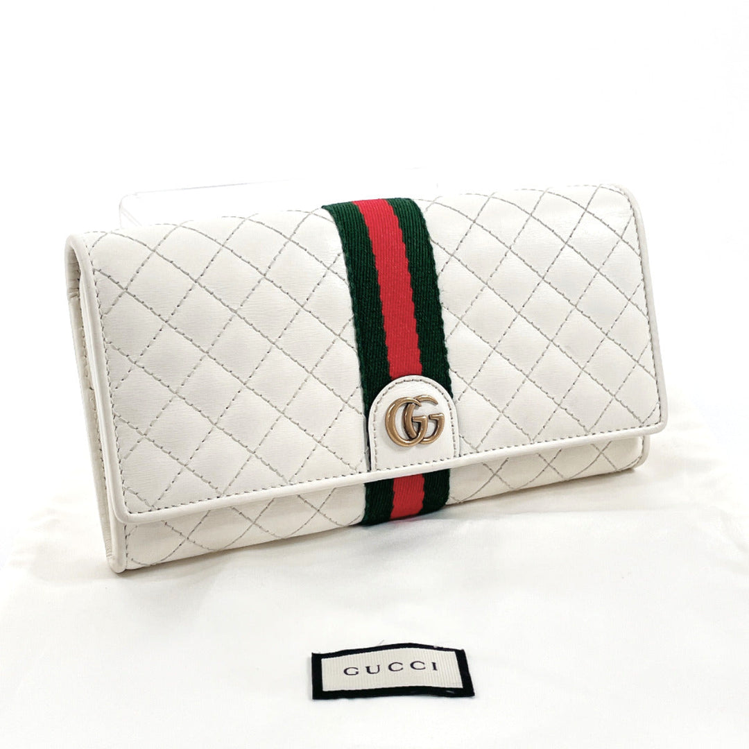 GUCCI Long Wallet Purse 536451 leather white quilting GG Marmont