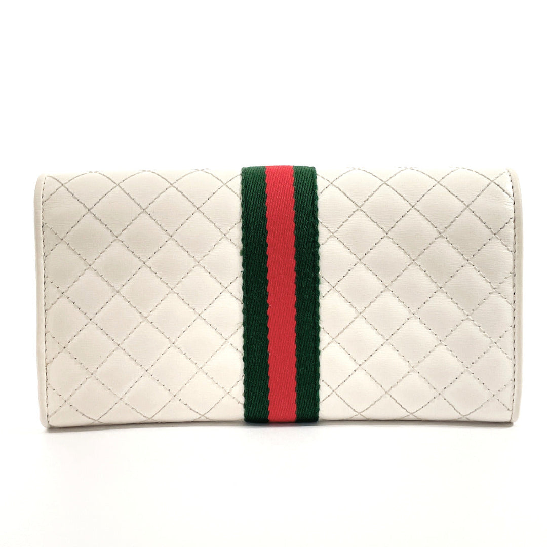 GUCCI Long Wallet Purse 536451 leather white quilting GG Marmont