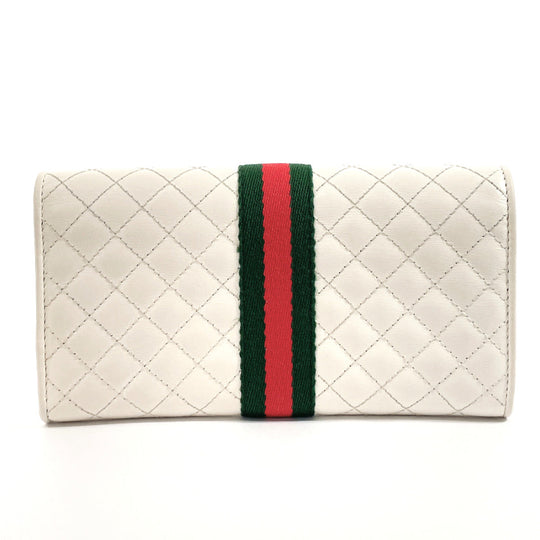 GUCCI Long Wallet Purse 536451 leather white quilting GG Marmont