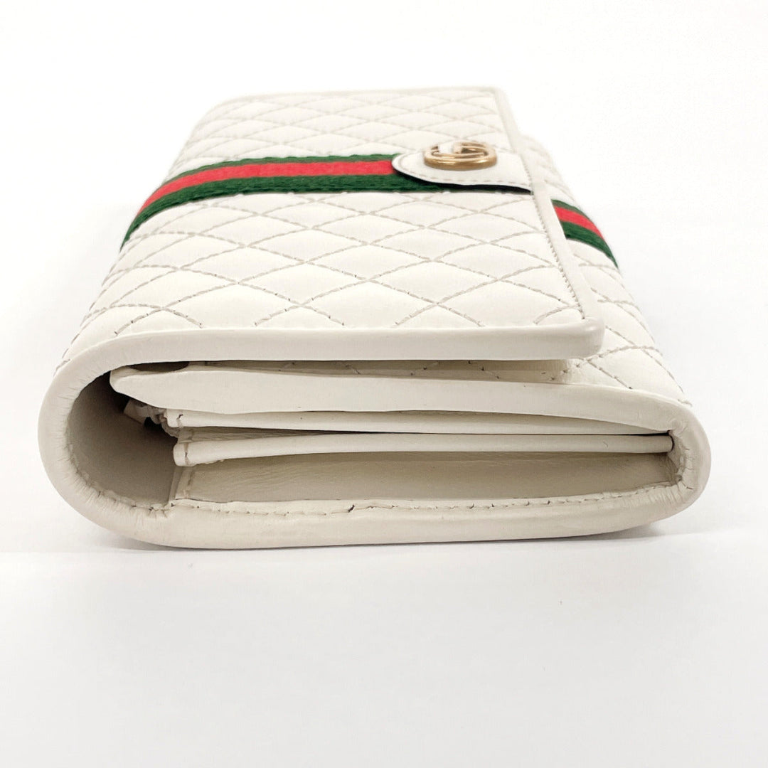 GUCCI Long Wallet Purse 536451 leather white quilting GG Marmont