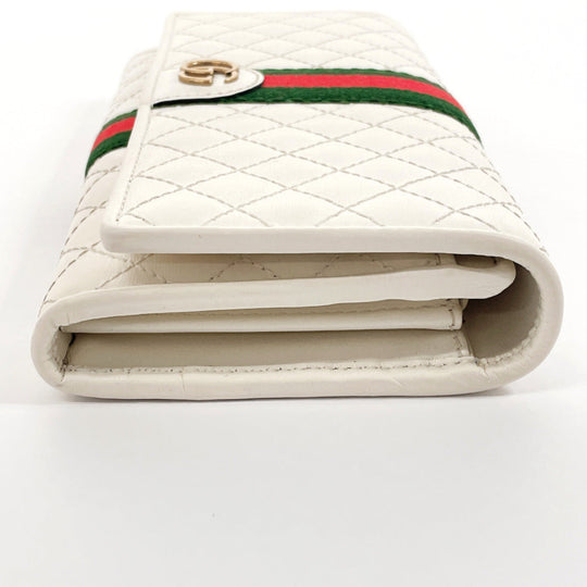 GUCCI Long Wallet Purse 536451 leather white quilting GG Marmont