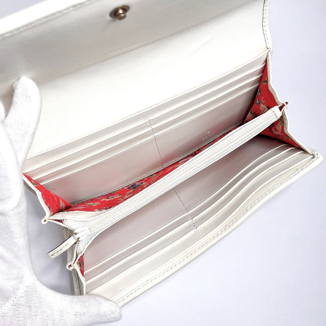 GUCCI Long Wallet Purse 536451 leather white quilting GG Marmont