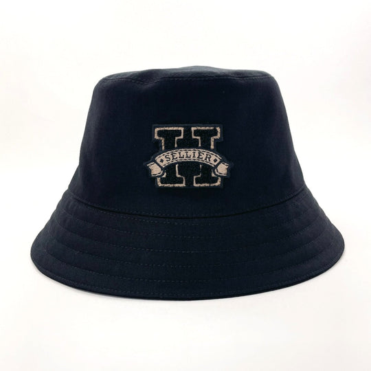 HERMES hat Cotton , 100% cotton black Bucket hat Harper H Serie 58