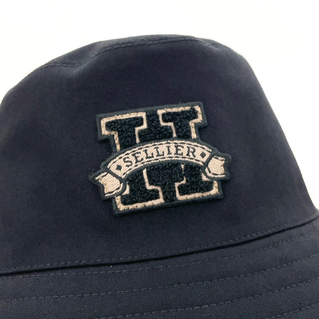 HERMES hat Cotton , 100% cotton black Bucket hat Harper H Serie 58