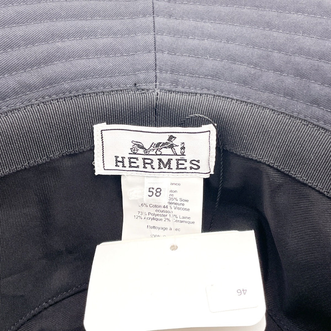 HERMES hat Cotton , 100% cotton black Bucket hat Harper H Serie 58