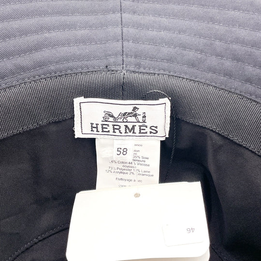 HERMES hat Cotton , 100% cotton black Bucket hat Harper H Serie 58