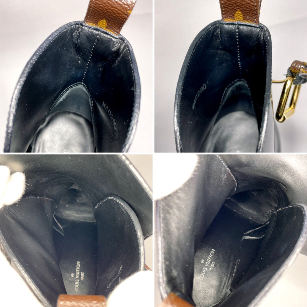 LOUIS VUITTON boots Patent Leather, Monogram Canvas black short boots Star trail line 36 1/2
