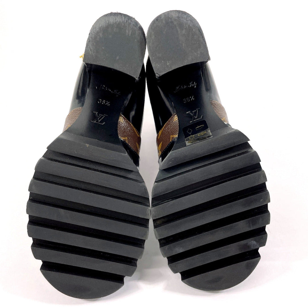 LOUIS VUITTON boots Patent Leather, Monogram Canvas black short boots Star trail line 36 1/2