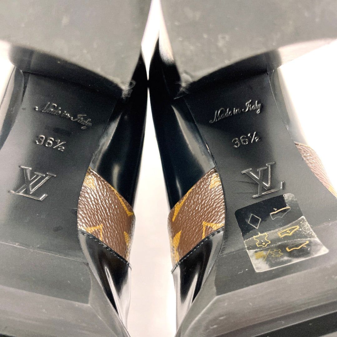 LOUIS VUITTON boots Patent Leather, Monogram Canvas black short boots Star trail line 36 1/2