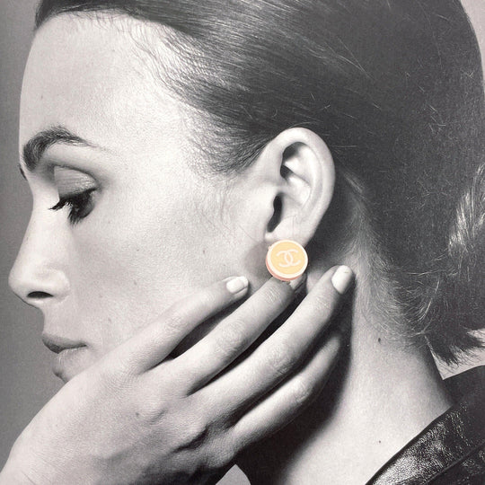 CHANEL Earring plastic pink COCO Mark