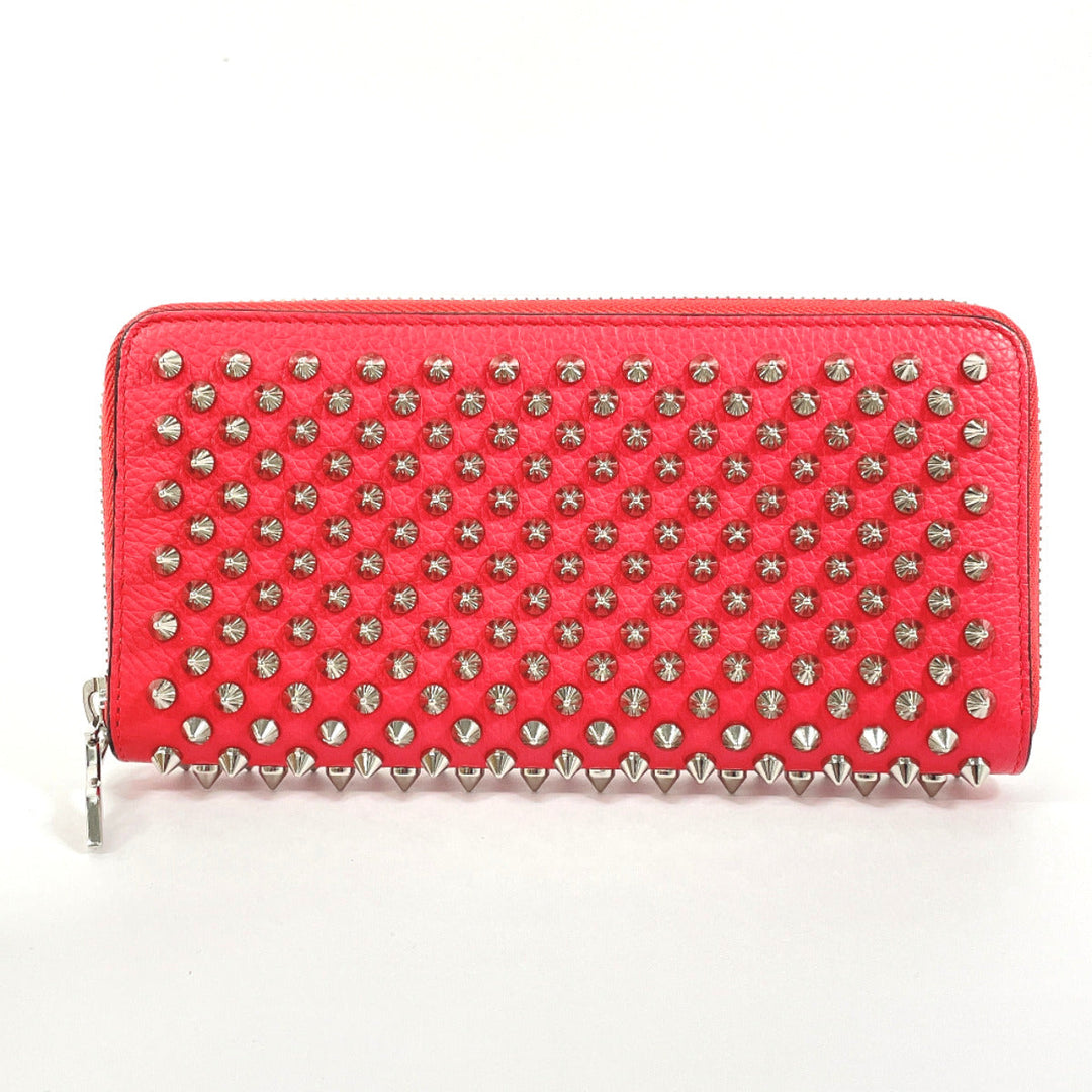 Christian Louboutin Long Wallet Purse 1185059 leather leather pink Round zip Panettone spike studs