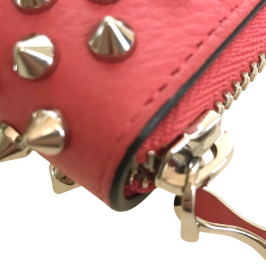 Christian Louboutin Long Wallet Purse 1185059 leather leather pink Round zip Panettone spike studs