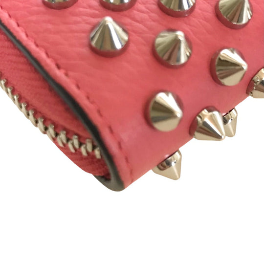 Christian Louboutin Long Wallet Purse 1185059 leather leather pink Round zip Panettone spike studs