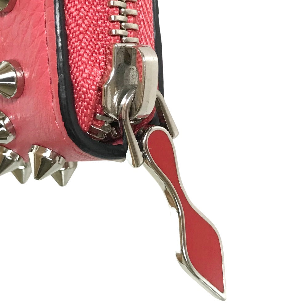 Christian Louboutin Long Wallet Purse 1185059 leather leather pink Round zip Panettone spike studs