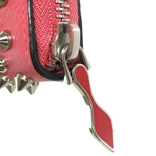 Christian Louboutin Long Wallet Purse 1185059 leather leather pink Round zip Panettone spike studs