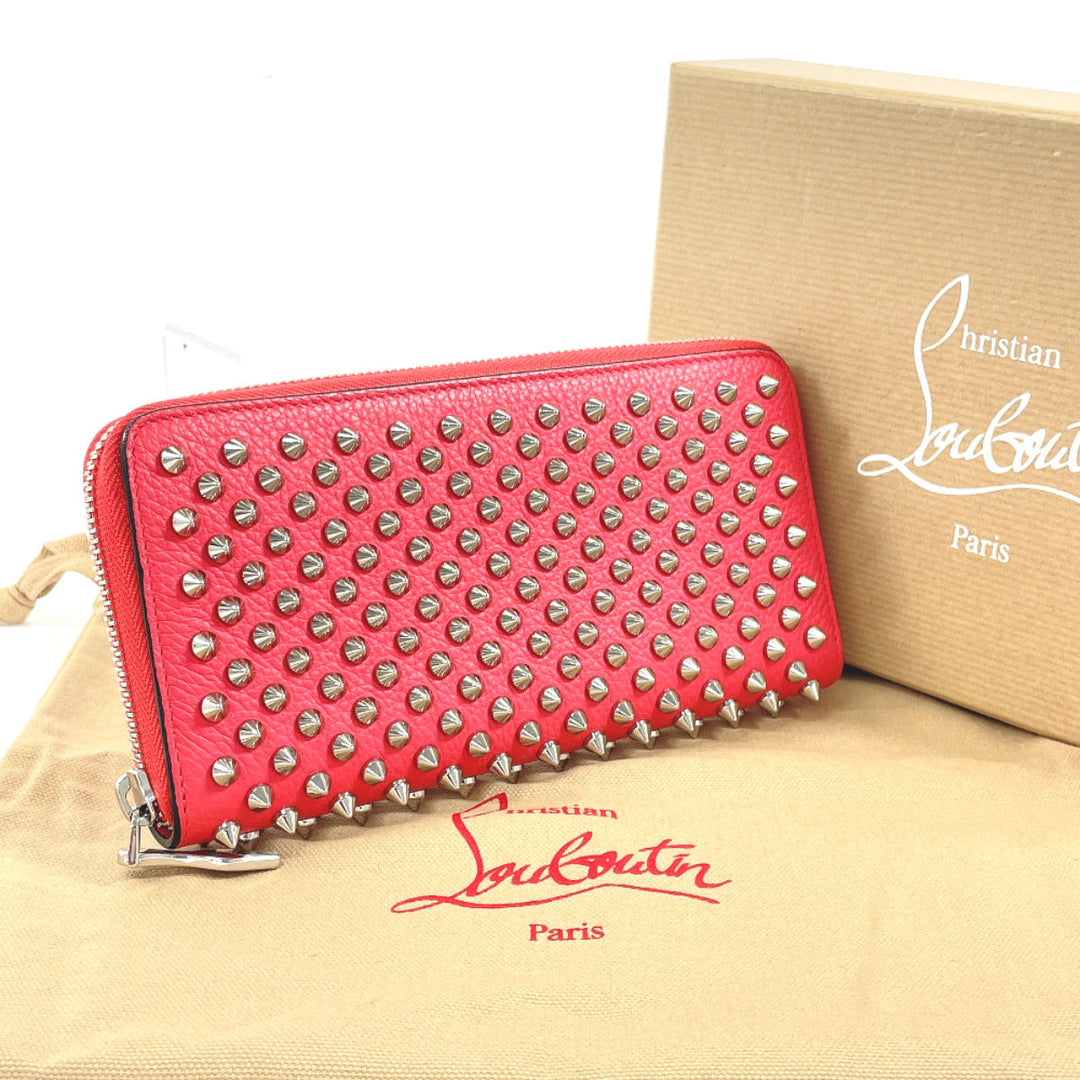 Christian Louboutin Long Wallet Purse 1185059 leather leather pink Round zip Panettone spike studs