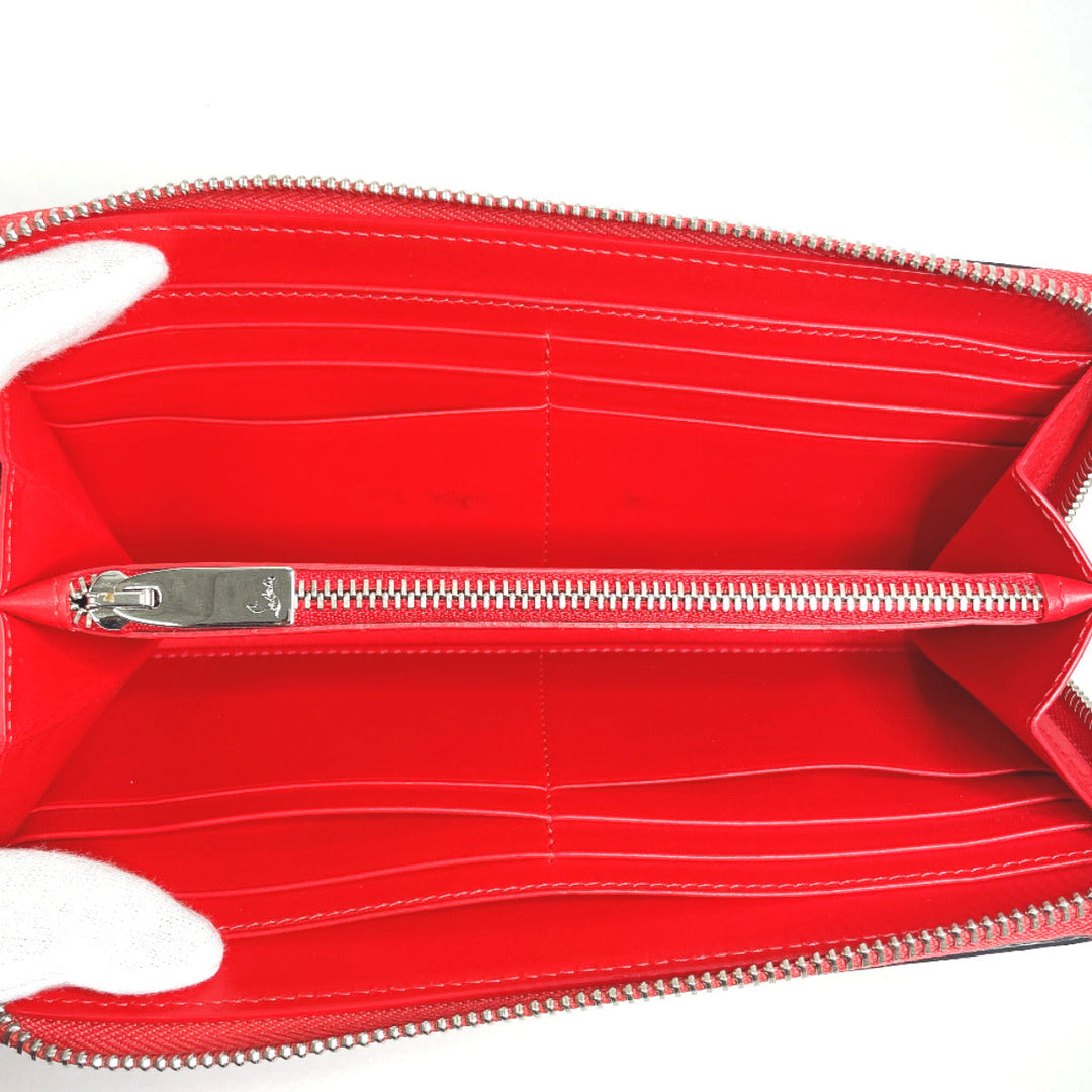 Christian Louboutin Long Wallet Purse 1185059 leather leather pink Round zip Panettone spike studs