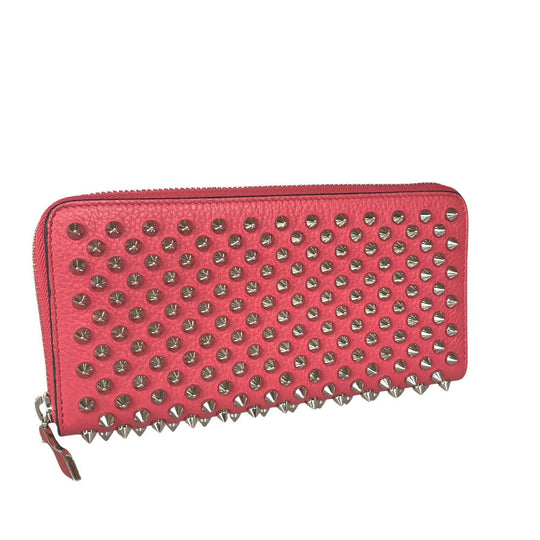 Christian Louboutin Long Wallet Purse 1185059 leather leather pink Round zip Panettone spike studs