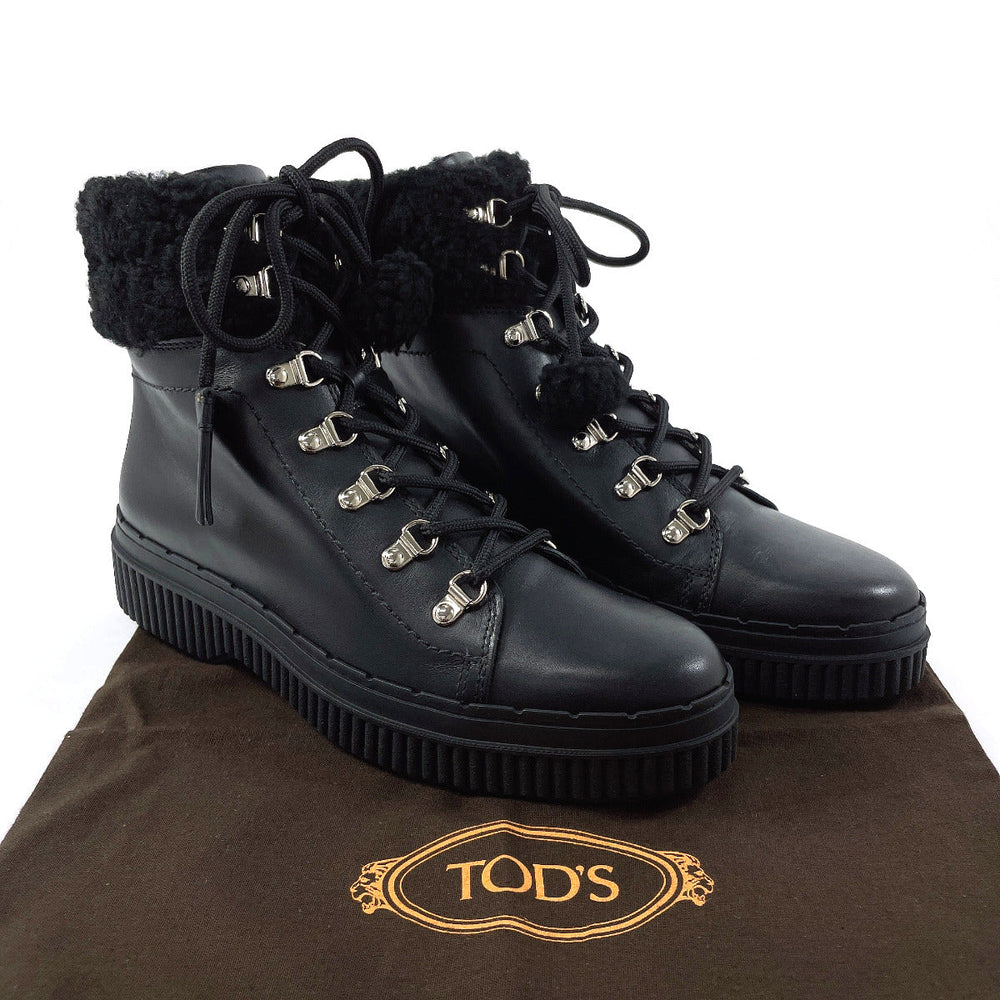 TOD’S boots XXW39A0W061HXMB999 leather black Lace up boots 40 1/2