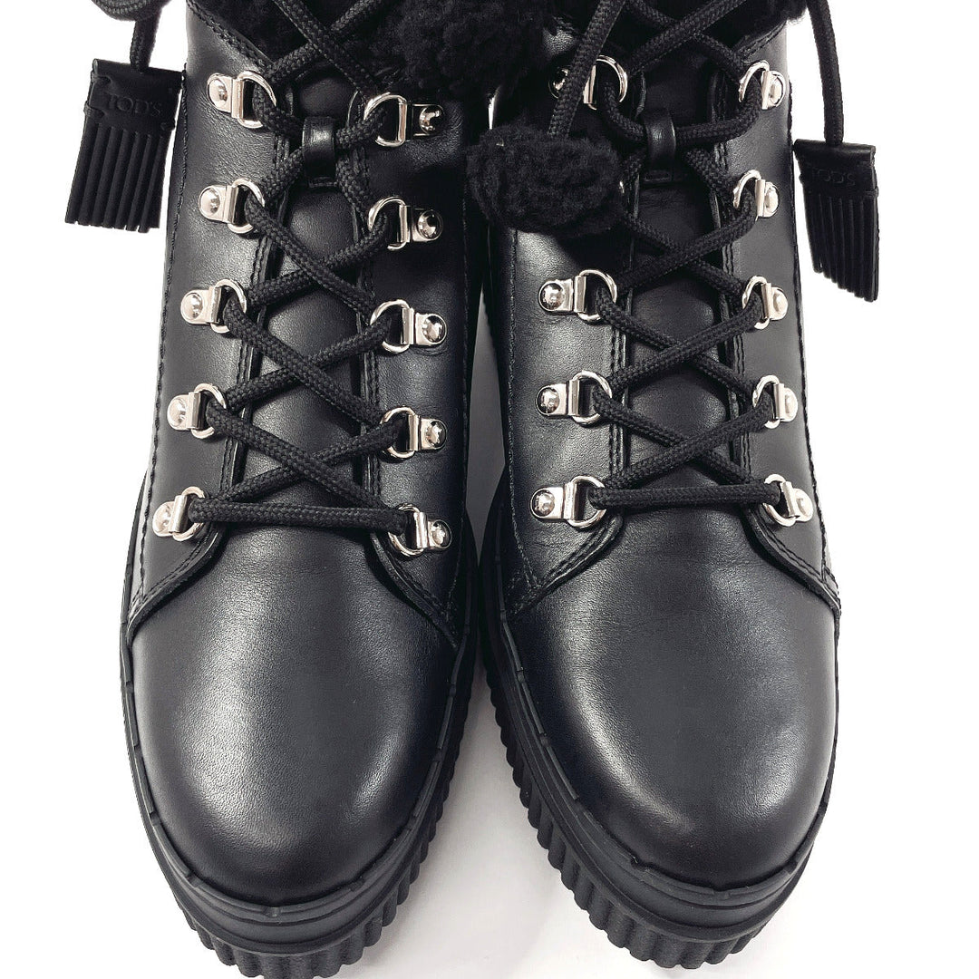 TOD’S boots XXW39A0W061HXMB999 leather black Lace up boots 40 1/2