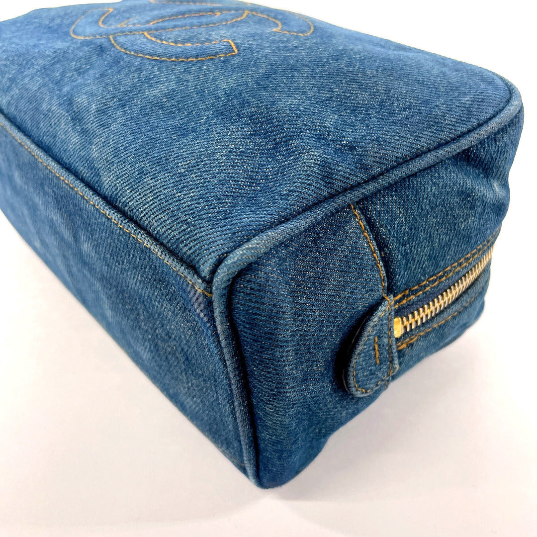 CHANEL Pouch denim blue COCO Mark Women Used Authentic