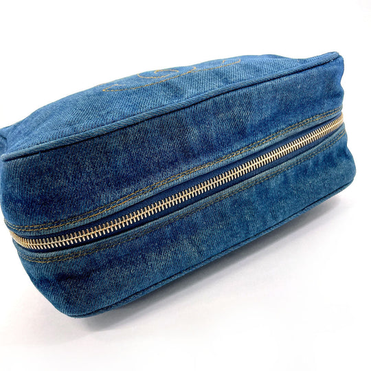 CHANEL Pouch denim blue COCO Mark Women Used Authentic