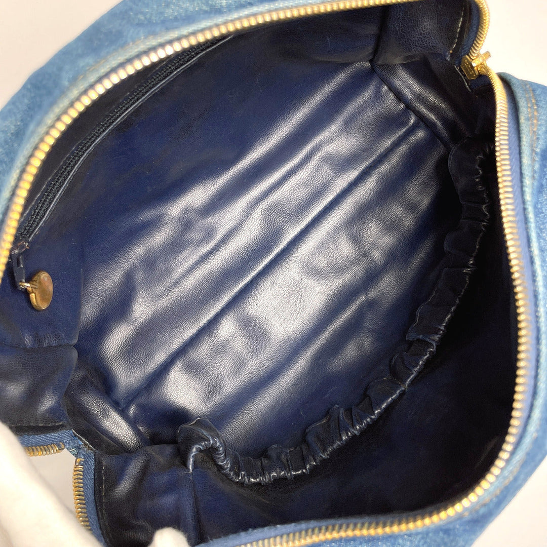CHANEL Pouch denim blue COCO Mark Women Used Authentic