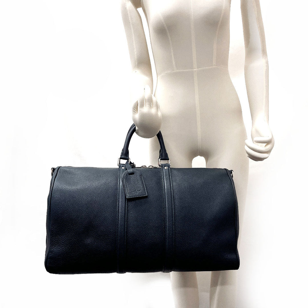 LOUIS VUITTON Boston Duffel bag M93191 Leather, Naxos Navy Keepall  bandouliere 45
