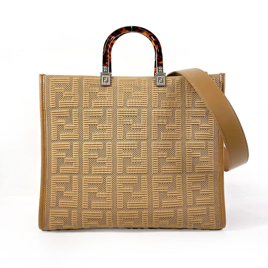 FENDI Tote Bag 8BH386 AHWC F09YL Nylon, Leather Brown FENDIxSKIMS Sunshine Medium
