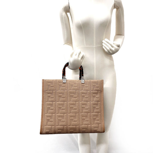 FENDI Tote Bag 8BH386 AHWC F09YL Nylon, Leather Brown FENDIxSKIMS Sunshine Medium