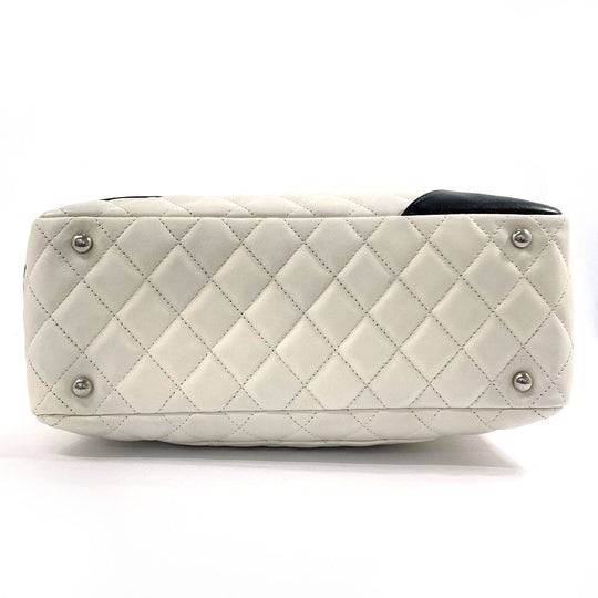 CHANEL Shoulder Bag A25171 lambskin white Cambon line Bowling bag Women Used Authentic