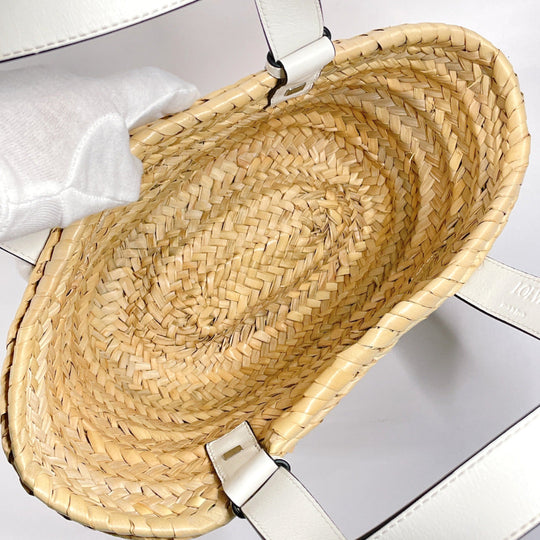 LOEWE Tote Bag A223S93X04 Raffia, Leather beige Basket bag small