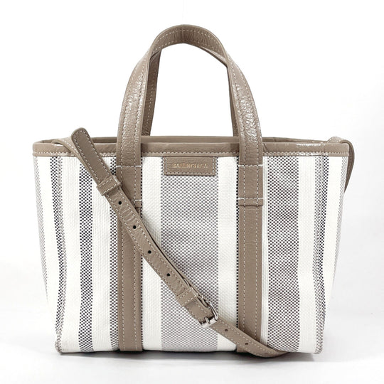 BALENCIAGA Tote Bag 671404 Nylon, Leather beige 2WAY Barbez Small