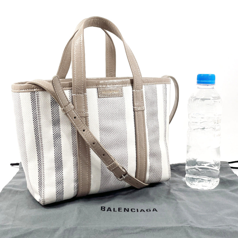 BALENCIAGA Tote Bag 671404 Nylon, Leather beige 2WAY Barbez Small