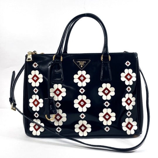 PRADA Tote Bag B2274F Patent leather black Galleria Tote Women Used Authentic