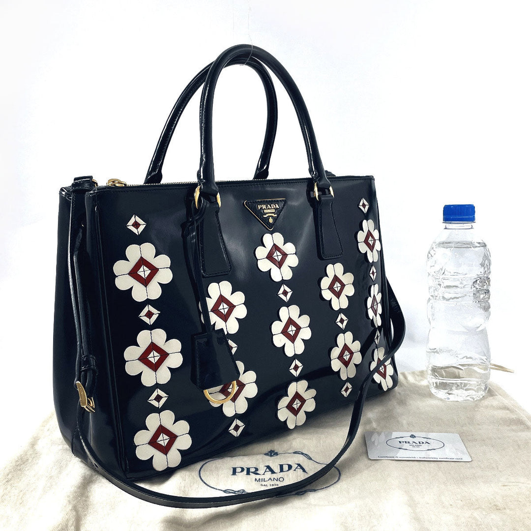 PRADA Tote Bag B2274F Patent leather black Galleria Tote Women Used Authentic
