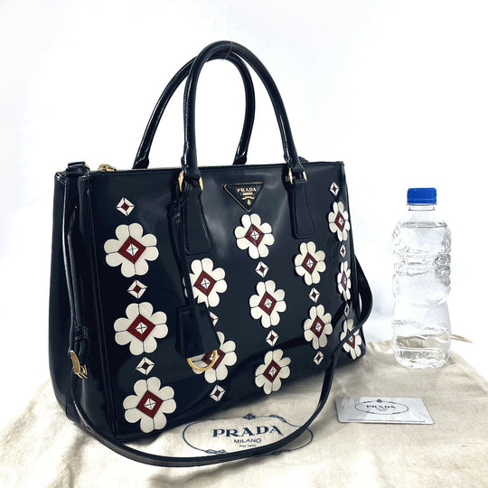 PRADA Tote Bag B2274F Patent leather black Galleria Tote Women Used Authentic