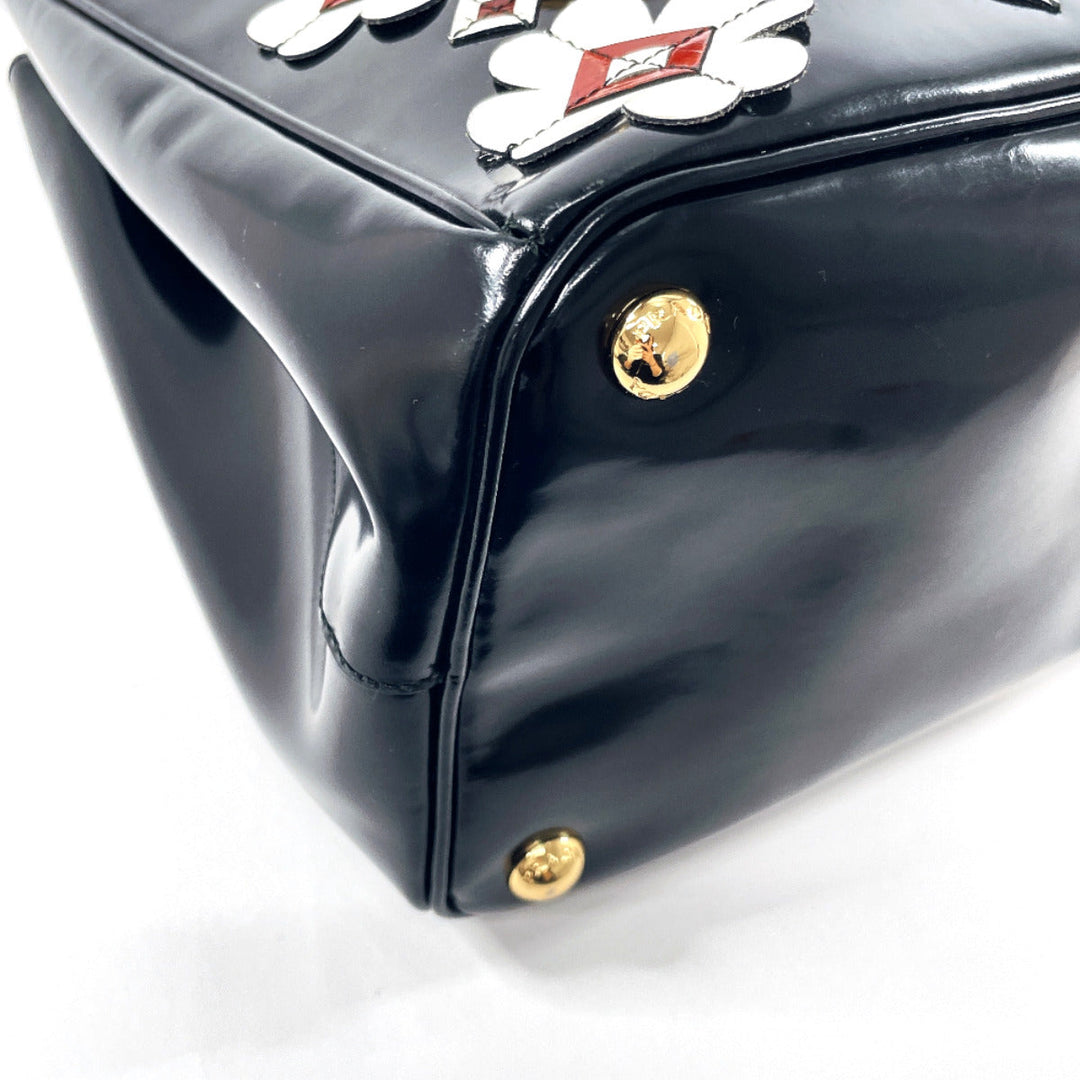 PRADA Tote Bag B2274F Patent leather black Galleria Tote Women Used Authentic