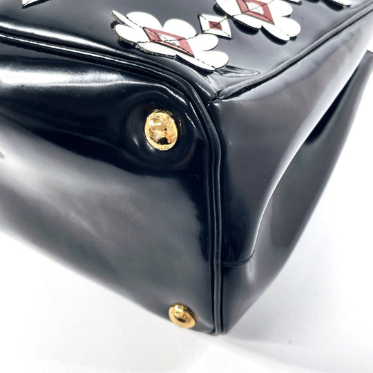 PRADA Tote Bag B2274F Patent leather black Galleria Tote Women Used Authentic