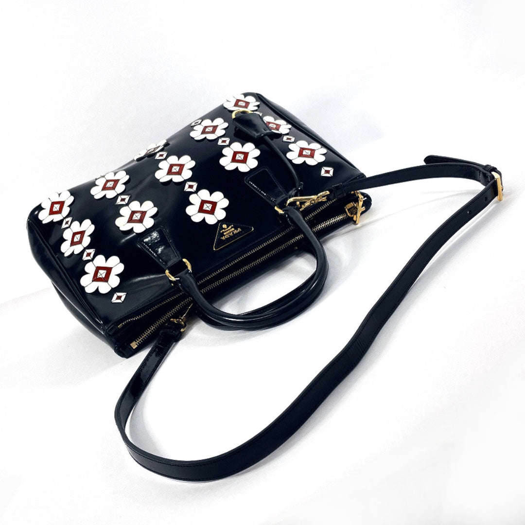 PRADA Tote Bag B2274F Patent leather black Galleria Tote Women Used Authentic