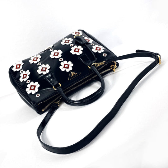 PRADA Tote Bag B2274F Patent leather black Galleria Tote Women Used Authentic