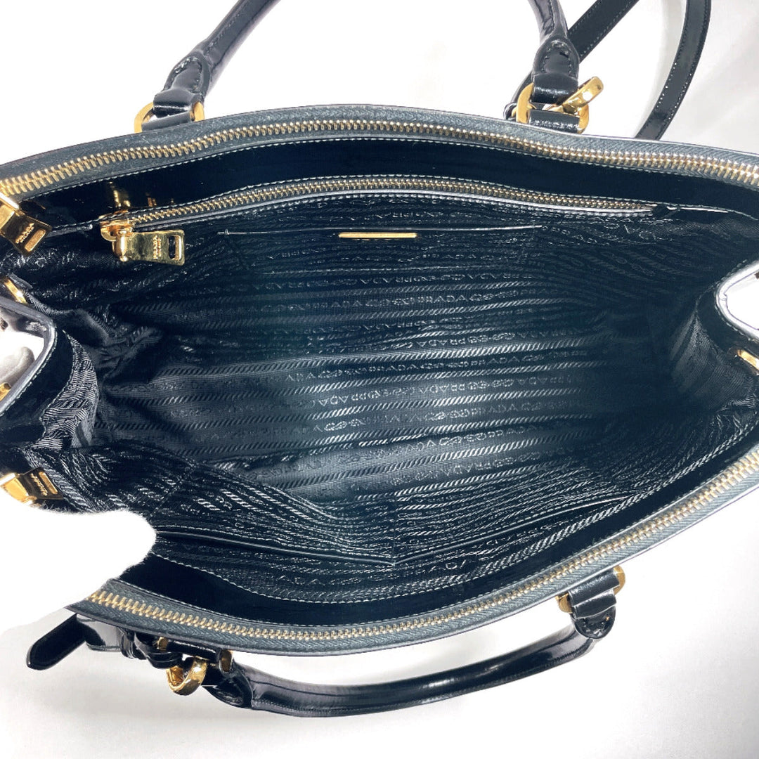 PRADA Tote Bag B2274F Patent leather black Galleria Tote Women Used Authentic