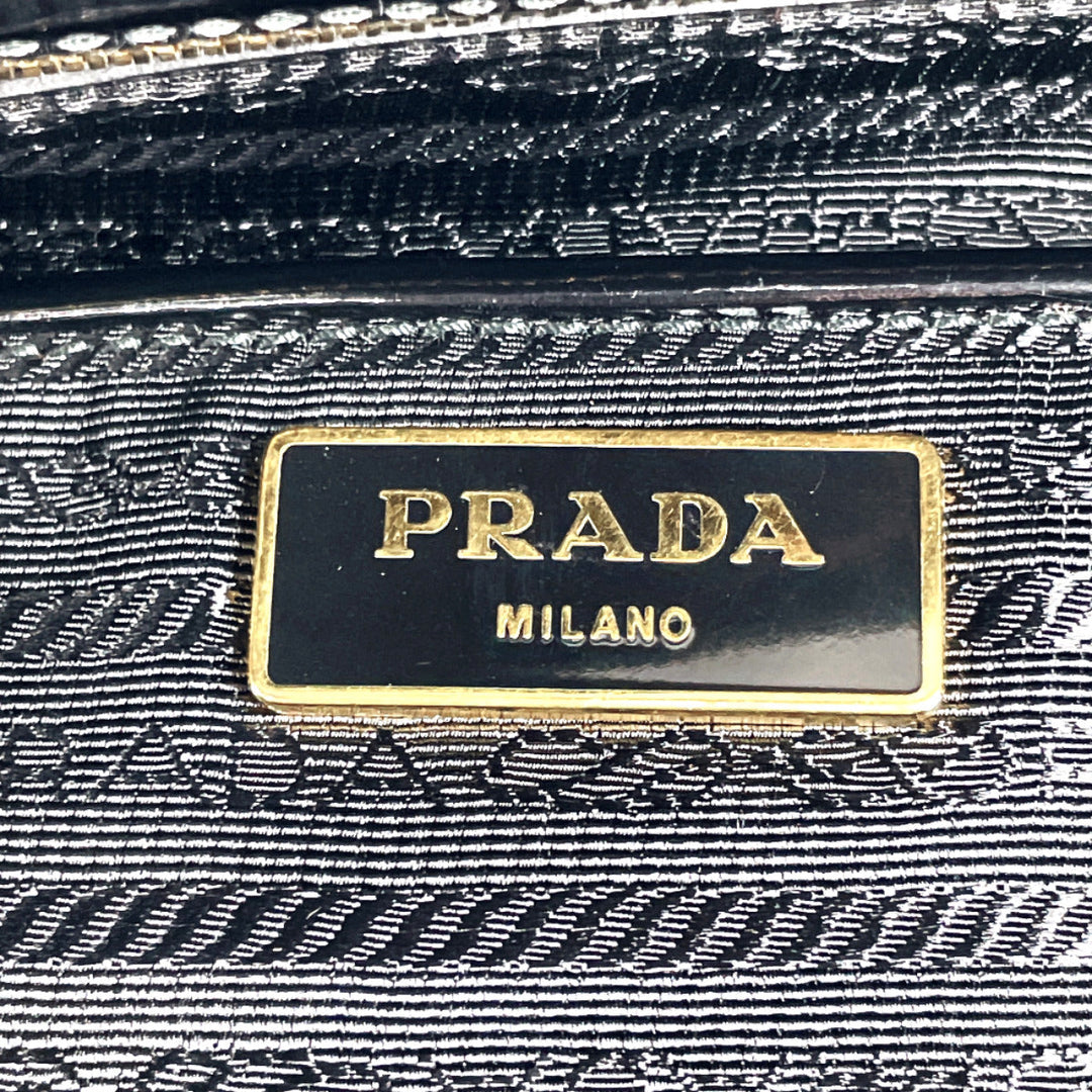 PRADA Tote Bag B2274F Patent leather black Galleria Tote Women Used Authentic