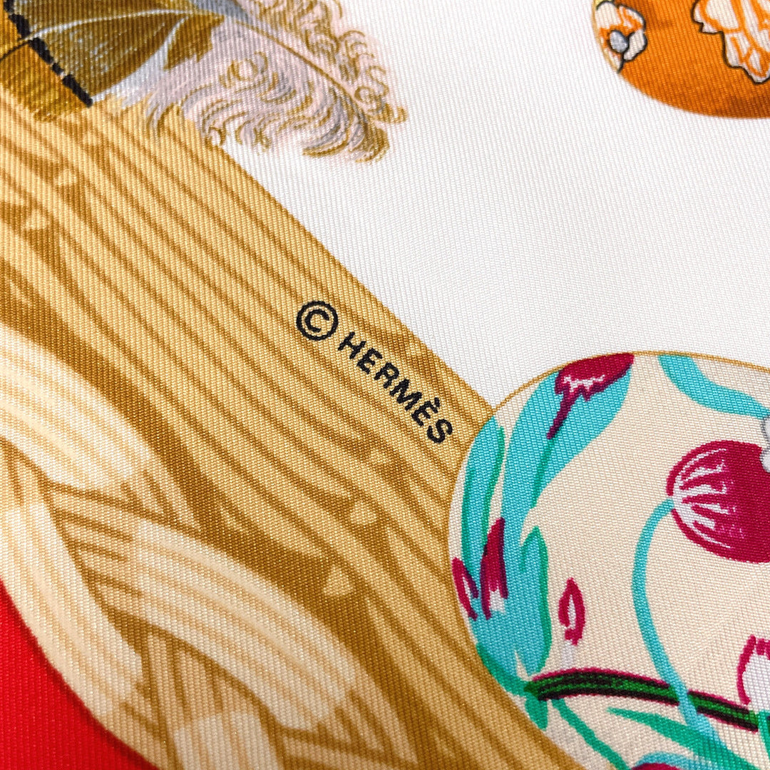 HERMES scarf Silk, 100% silk Red COUVEE D'HERMES Hermes Egg Carre 90 Women Used Authentic